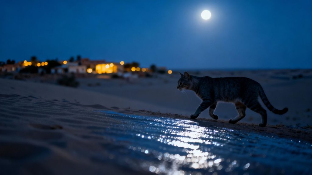 Moonlit Prowler: The Domestic Cat's Silent Odyssey from Wild Deserts to Human Hearths